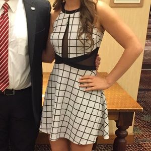 Material girl black and white skater dress